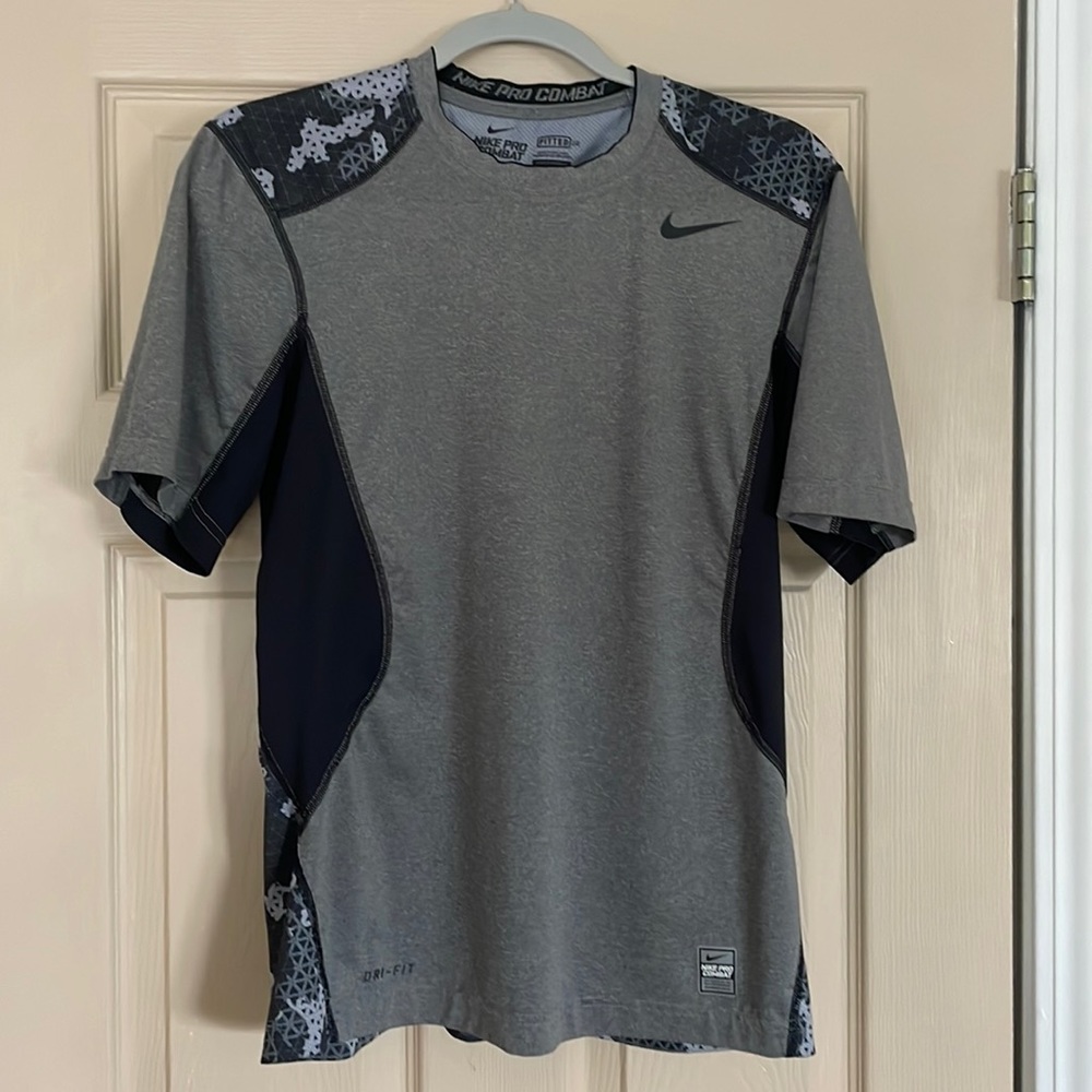 Men’s Pro Combat Black and Gray Dry-Fit Fitted shirt,